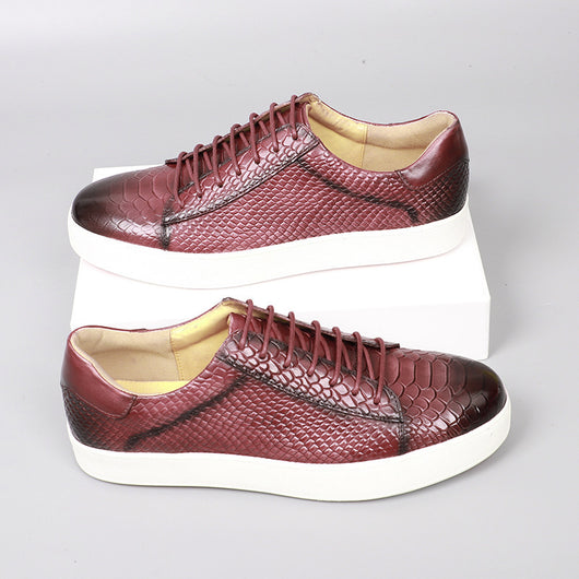 Zapatos Casuales de Cuero con Cordones y Textura Grabada para Hombre - Image 4