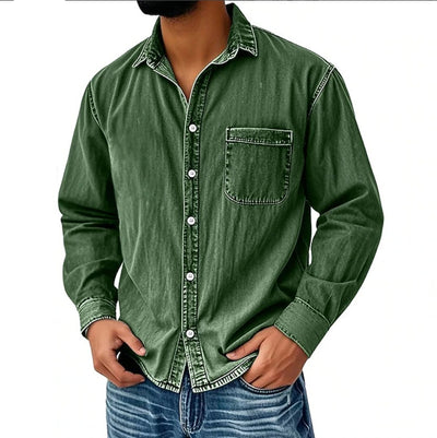 Camisa Vaquera Manga Larga Lavada para Hombre - Image 3