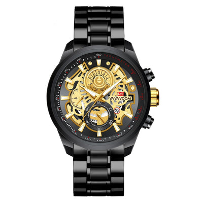 Reloj de Cuarzo para Hombre Dorado Negro Elegancia Empresarial - Image 3
