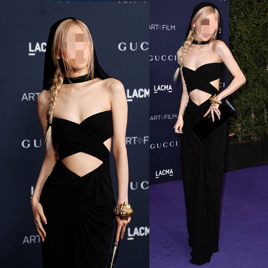 Vestido Crop Envolvente con Capucha - Estilo Red Carpet - Image 5