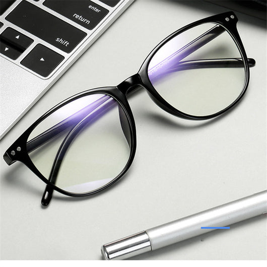 Black plastic round frame anti-blue light glasses for women with clear lenses, shown on a white background. - Image 9