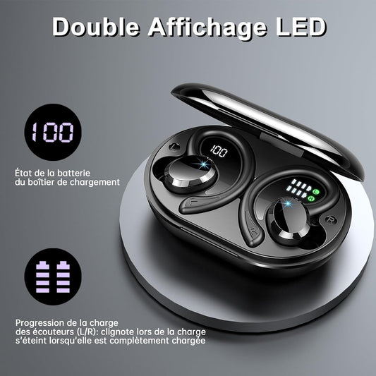 Auriculares Bluetooth con Gancho Inalámbricos y Pantalla Digital Inteligente