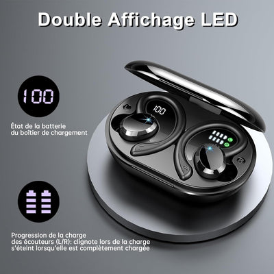 Auriculares Bluetooth con Gancho Inalámbricos y Pantalla Digital Inteligente