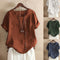 Blusa Holgada Retro Plus Size en Algodón y Lino