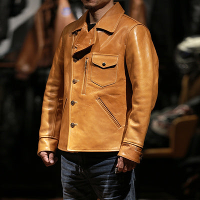 Chaqueta de Cuero para Hombre Solapa Clásica Gamuza Encerada - Image 12