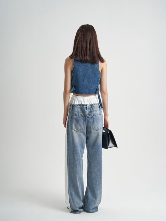 Jeans Patchwork Cintura Alta Loose Fit para Mujer - Image 12