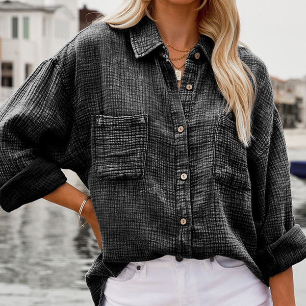 Blusa Suelta de Moda para Mujer - Abotonadura Simple