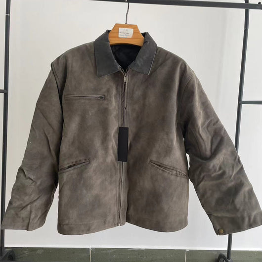 Chaqueta Casual con Cierre de Cremallera Efecto Desgastado
