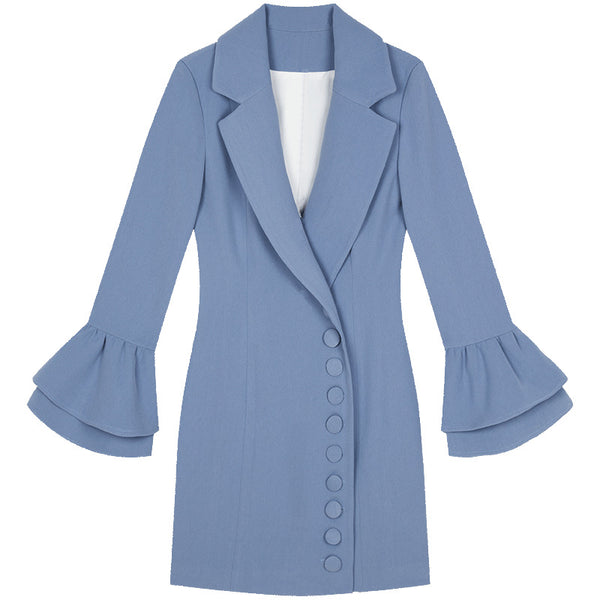 Vestido Ejecutivo Slim Fit con Mangas Acampanadas para Reuniones Profesionales