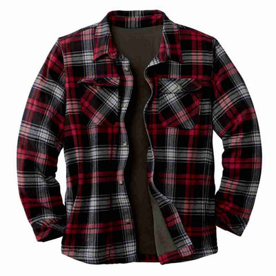 Camisa de Cuadros con Bolsillos Parche - Manga Larga Oversize en Terciopelo - Image 5