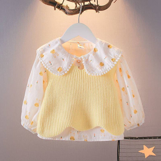 Conjunto de Primavera para Niña - Blusa y Chaleco Dos Piezas - Image 2