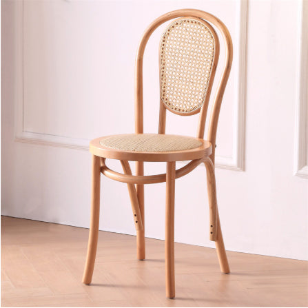 Sillas de Comedor Vintage Francesas de Madera Maciza con Tejido de Ratán - Image 5