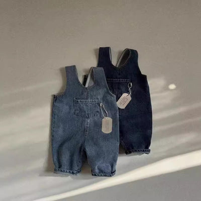 Pantalón Tipo Overol Denim Azul con Tirantes para Niños y Niñas - Image 2