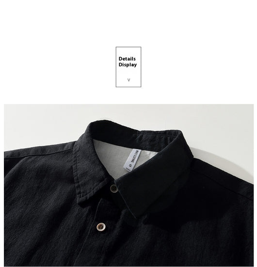 Camisa Ligera de Algodón, Lino y Ramio con Solapa - Manga Corta - Image 25