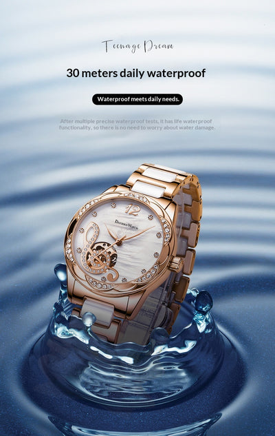 Reloj Automático para Mujer Deyi Bird Rojo Vino con Diseño Calado - Image 12