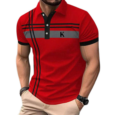 Polo Manga Corta Estampado a Rayas Holgado para Hombre - Image 6