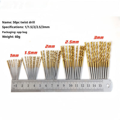 Juego de 50 Brocas Helicoidales 1-3mm Acero Rápido H2 Revestimiento Titanio - Image 14