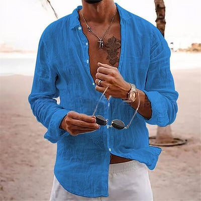 Camisa Casual de Algodón y Lino para Hombre - Image 11