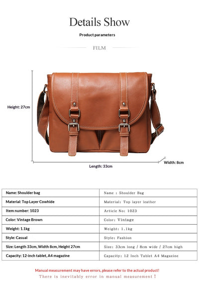 Bolso Bandolera de Cuero Genuino Gran Capacidad para Hombre - Image 7
