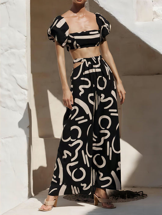 Traje Vestido Elegante con Mangas Abullonadas y Abertura Decorativa - Image 12