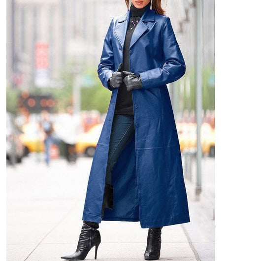 Abrigo de Cuero Largo Elegante para Mujer - Estilo Europeo - Image 10