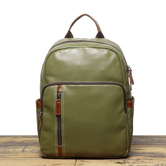 Mochila de Cuero Viaje Bicolor - Bolso Escolar Piel Suave Premium - Image 14