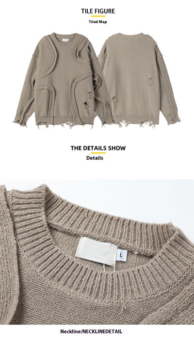 Suéter Retro Tejido Cuello Redondo con Flecos Sueltos Invierno - Image 8
