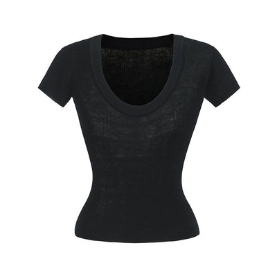 Blusa Ajustada de Lana Estilo Europeo - Cuello Redondo Liso y Elástico - Image 10