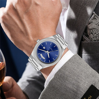 Reloj Ejecutivo de Acero Inoxidable con Correa de Cuero - Resistente al Agua - Image 18