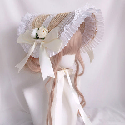 Sombrero Lolita Artesanal Estilo Pastoral de Paja para Mujer - Image 6