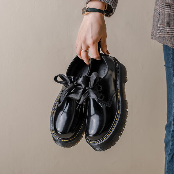 Zapatos de Cuero para Mujer con Suela Gruesa