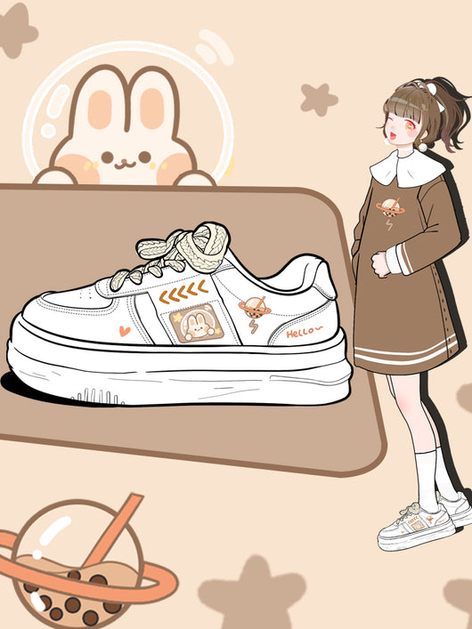 Zapatos Escolares de Plataforma en Cuero Blanco para Niñas - Image 3