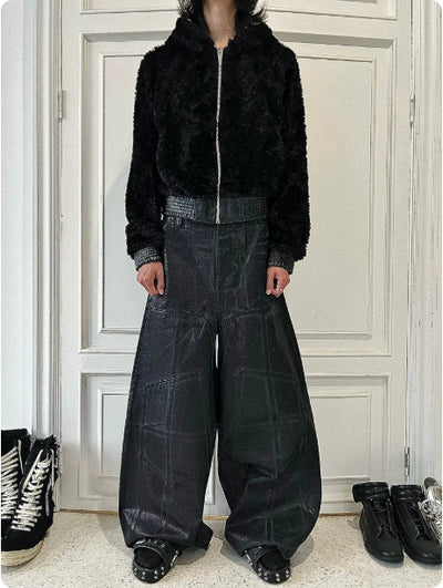 Pantalones Negros de Microfibra Elástica con Efecto Craquelado - Image 4