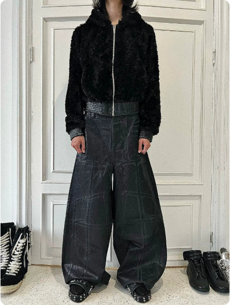 Pantalones Negros de Microfibra Elástica con Efecto Craquelado - Image 4