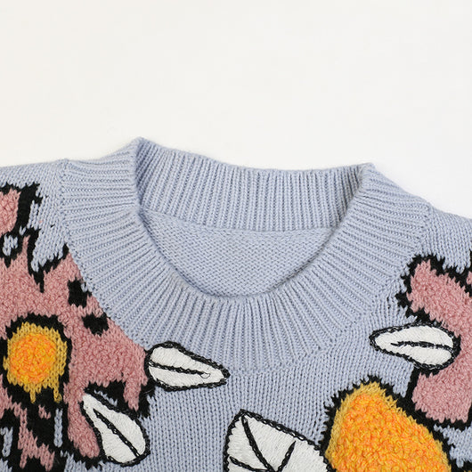 Suéter Tejido Floral para Mujer Manga Larga Jacquard Casual - Image 9
