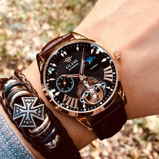 Reloj Automático Mecánico para Hombre con Esqueleto Visible y Resistencia al Agua
