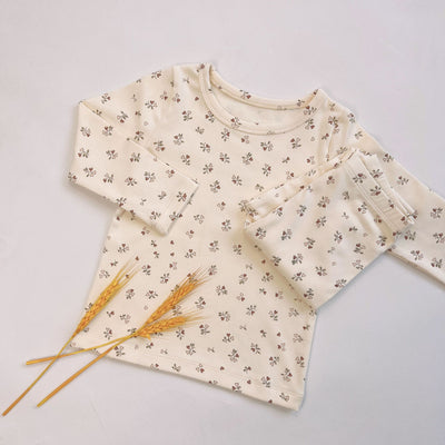 Light yellow infant long-sleeved pajama set with milk bottle and cookie print, suitable for homewear. - Image 21