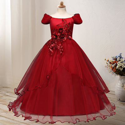 Vestido Princesa de Hombro Descubierto con Flores - Image 11