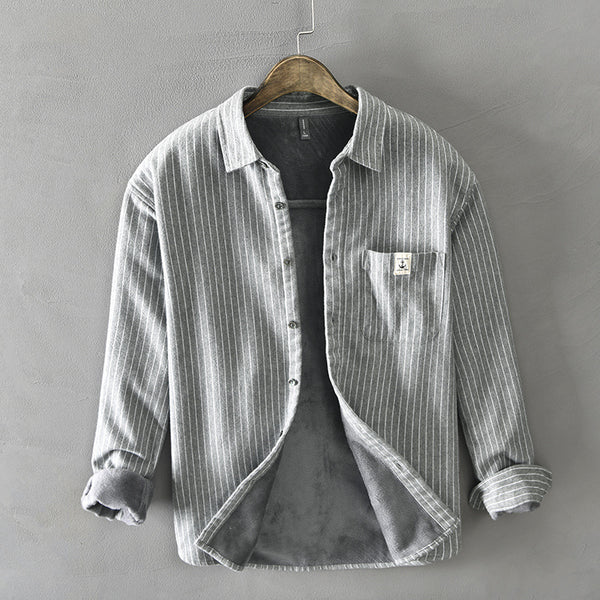 Chaqueta Camisa de Forro Polar Rayada para Hombre