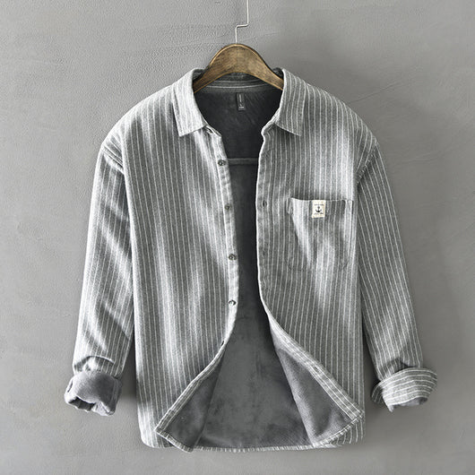 Chaqueta Camisa de Forro Polar Rayada para Hombre