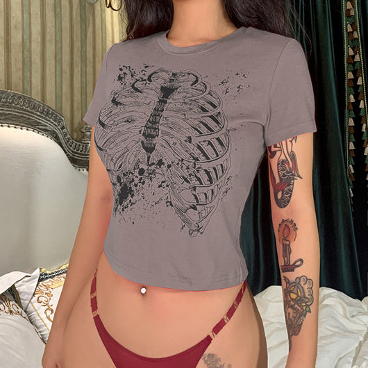 Camiseta Retro Estampado Esternal Manga Larga Estilo Street Hot Girl - Image 7