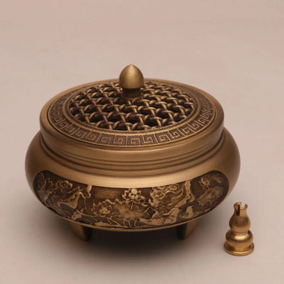 Quemador de Incienso de Cobre Puro Estilo Xuande - Artesanía Zen Tallada a Mano - Image 31
