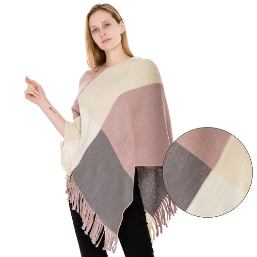 Chal Tejido de Cuadros Multicolor Cálido - Estilo Europeo para Otoño e Invierno - Image 15