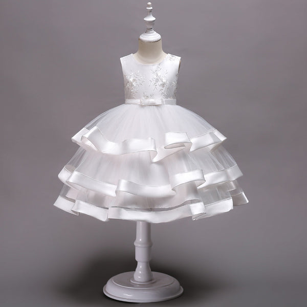 Vestido Infantil con Mangas Abullonadas y Bordados Delicados - Image 3