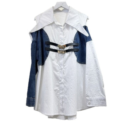 Blusa Elegante Bicolor con Hombros Descubiertos para Mujer - Image 5