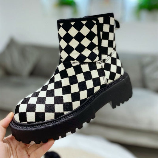 Botas de Invierno para Mujer con Pelo de Caballo a Cuadros - Cómodas y Cálidas - Image 13