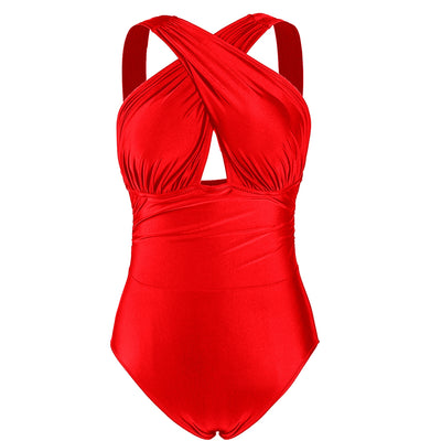 Traje de Baño Enterizo Moldeador Tallas Grandes con Diseño Cruzado - Image 16