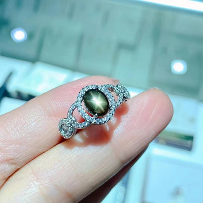 Anillo de Zafiro Estrella Natural para Mujer