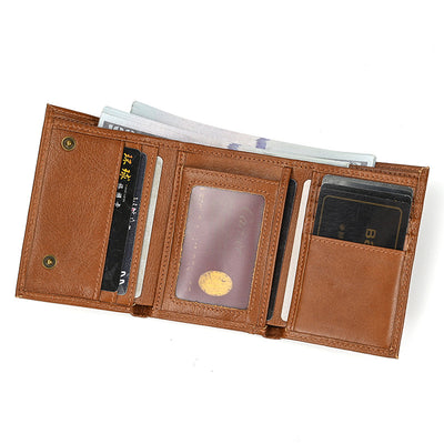 Billetera de Cuero Genuino para Hombre con Protección RFID y Cadena de Metal - Image 13