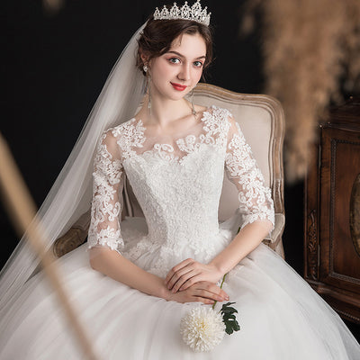 Vestido de Novia Asimétrico con Encaje y Manga Slim - Image 12